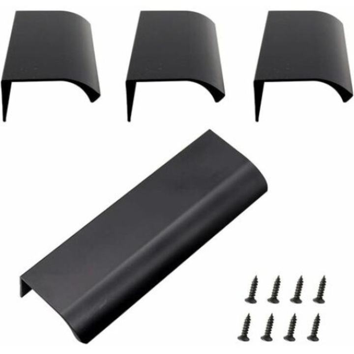 Manere pentru dulapuri, Enforose, design modern, aluminiu, rezistent la coroziune, negru