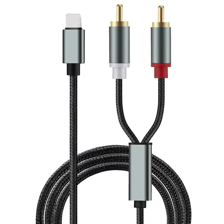 Audioadapter kábel telefonhoz RCA-hoz, 1m, rézmaggal, Apple iPhone Lightninghez