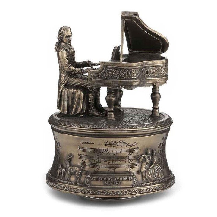 Statueta cutie muzicala Mozart, polirasina, 11x11x15