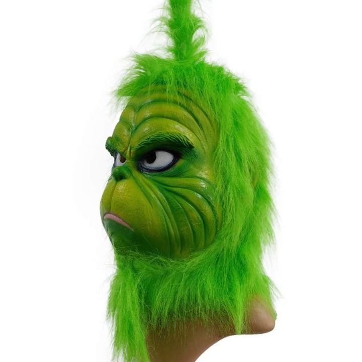 Set masca integrala si manusi The Grinch, Sintetic, pentru adulti, Verde