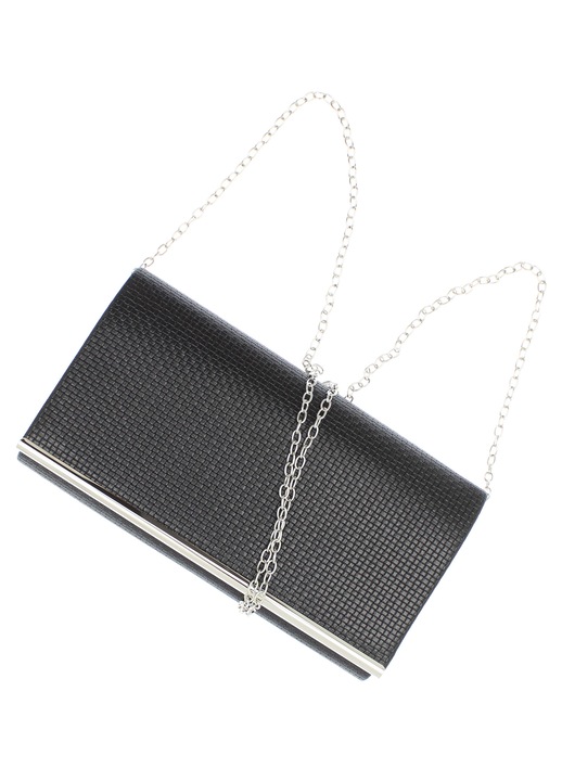 Geanta de dama tip plic, ButicCochet, din material sintetic, lant inclus 120 cm, 22x12x5 cm, Negru - GND795