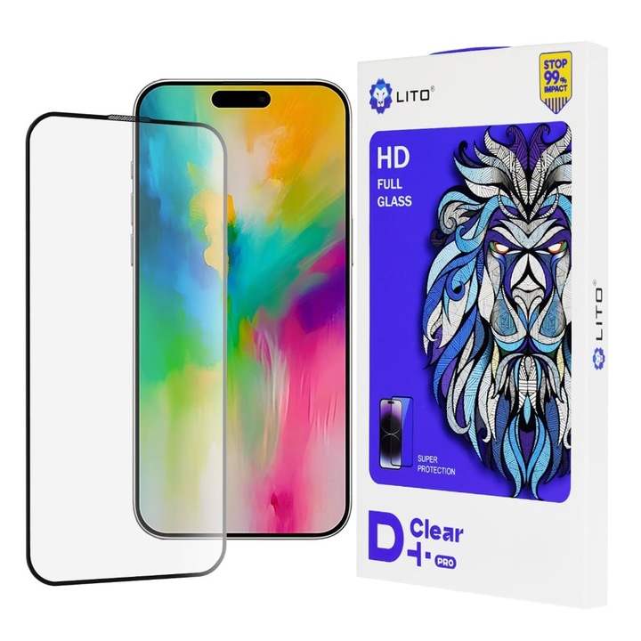 Folie pentru iPhone 16 - Lito D+ Pro Clear - Black