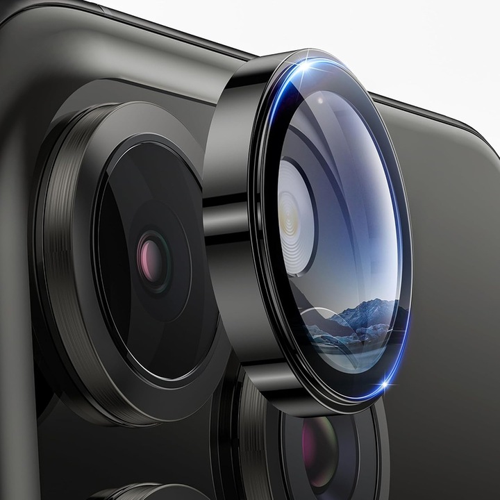 Fólia iPhone 16 Pro / 16 Pro Max készülékhez - Lito S+ kameraüvegvédő - fekete titán