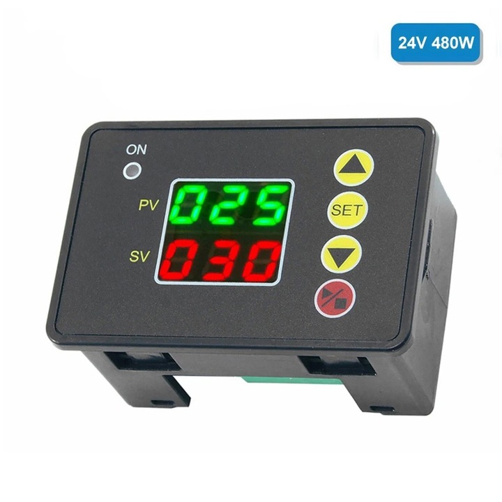 Releu temporizator cu intarziere T2310, digital dublu, 480W, DC 24V