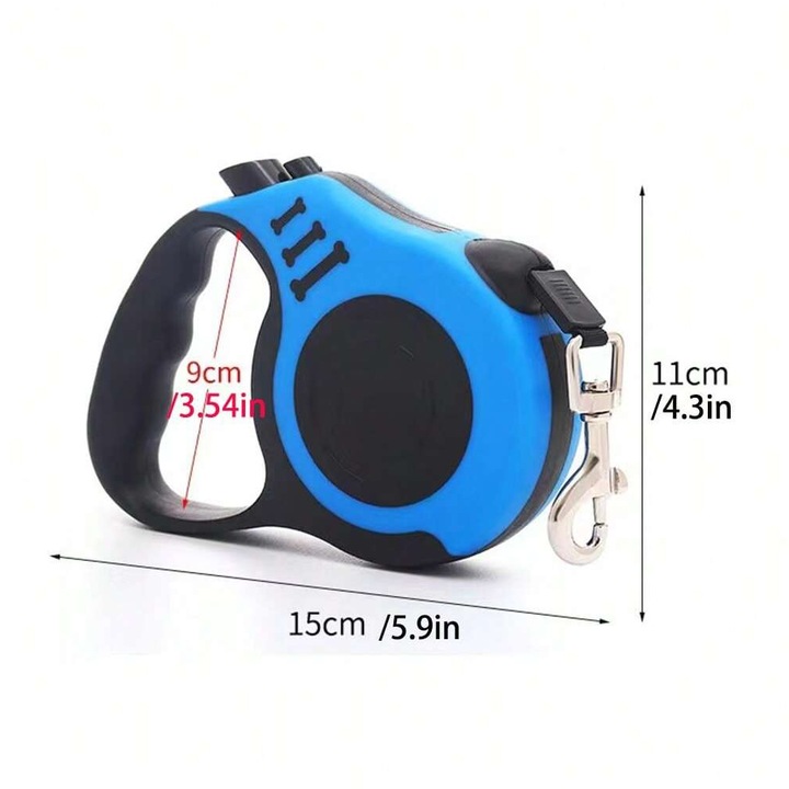 Прибиращ се повод 3м, син/черен, за кучета до 15кг