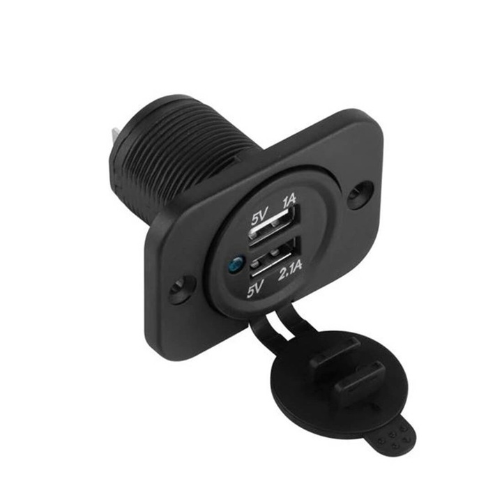 Autó szivargyújtó aljzat CHR0001, 2xUSB, panel, 12VDC, 24VDC