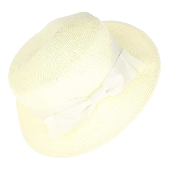 Napvédő sapka, női, Buticcochet, papírszalma, egy méret, kis karimájú, textil masnival, Krém - PAL1267