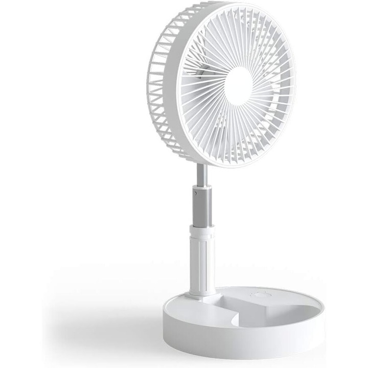 Összecsukható ventilátor állítható magassággal, hordozható vezeték nélküli hűtőtárs otthoni irodába, 3D légkeringetés, 4 sebességfokozat, biztonságos kialakítás, 15 méteres szél távolság