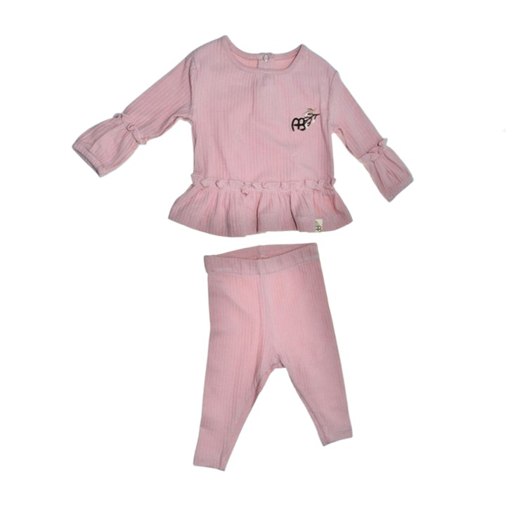 Compleu 2 piese pantaloni si bluza pentru fete Mini Junior SETMJ-45, Roz 112307