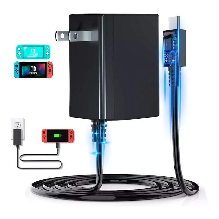 C típusú hálózati adapter táptöltő Nintendo Switch/Switch Lite-hoz, támogatja a PD gyorstöltő TV-modult