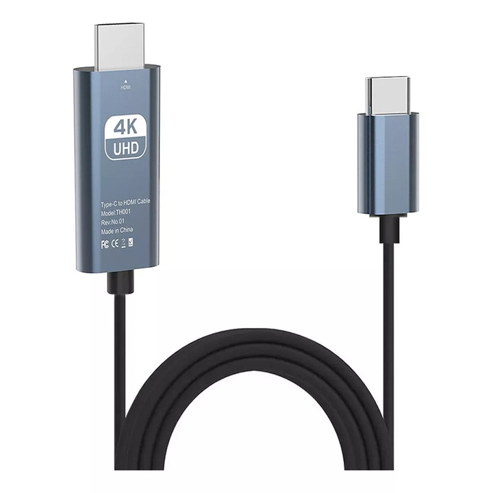 USB Type C към HDMI 4K адаптерен кабел, 2 м, резолюция 4096x2160