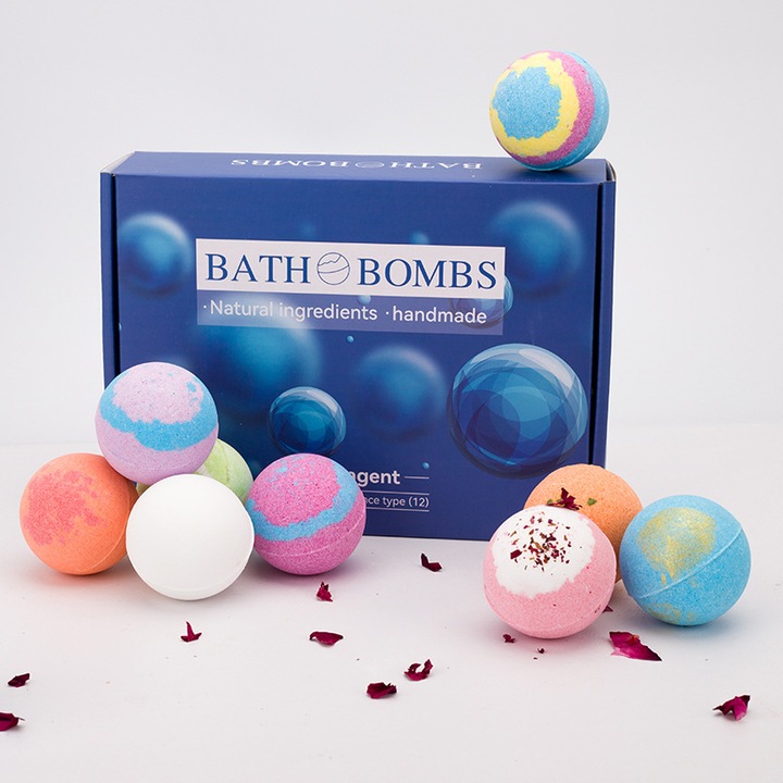 Set de 12 bombe de baie cu aromaterapie, multicolor, fiecare de 70g, dimensiuni 225x157x55mm