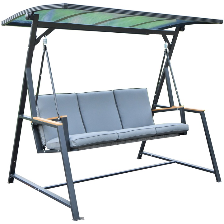 Kring Niamey hintaágy, 203x130x175 cm, 3 ülőhely, szürke