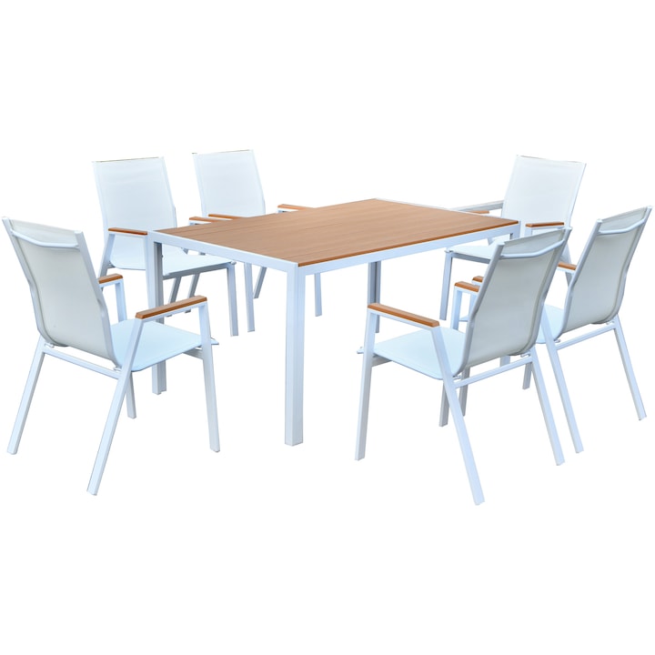 Set Gradina Kring Cabrerra, masa 150x90x73 cm, 6x scaun 61x56x90cm,