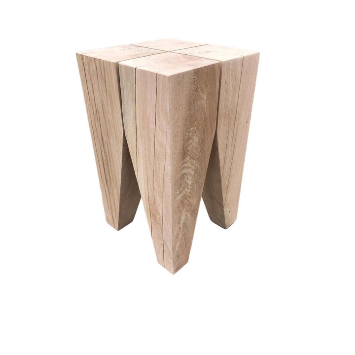 WestTree zsámoly, rusztikus stílusú, ferde lábak, tömör tölgy, 31x31x47 cm