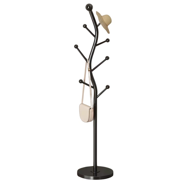 Cuier pentru haine in forma de S, 7 carlige, otel carbon, 178 x 30 cm, negru