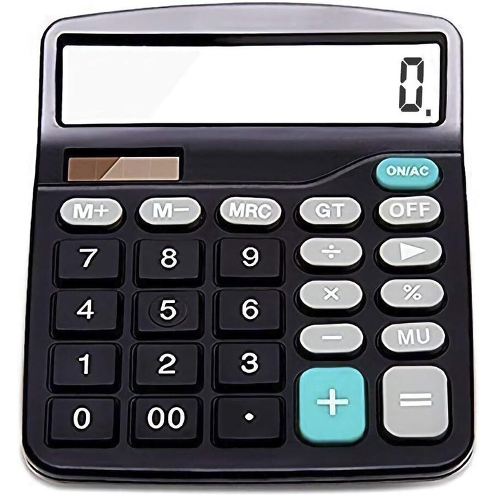 Електронен настолен калкулатор, 12 цифри, LCD дисплей, соларна батерия, полиестер