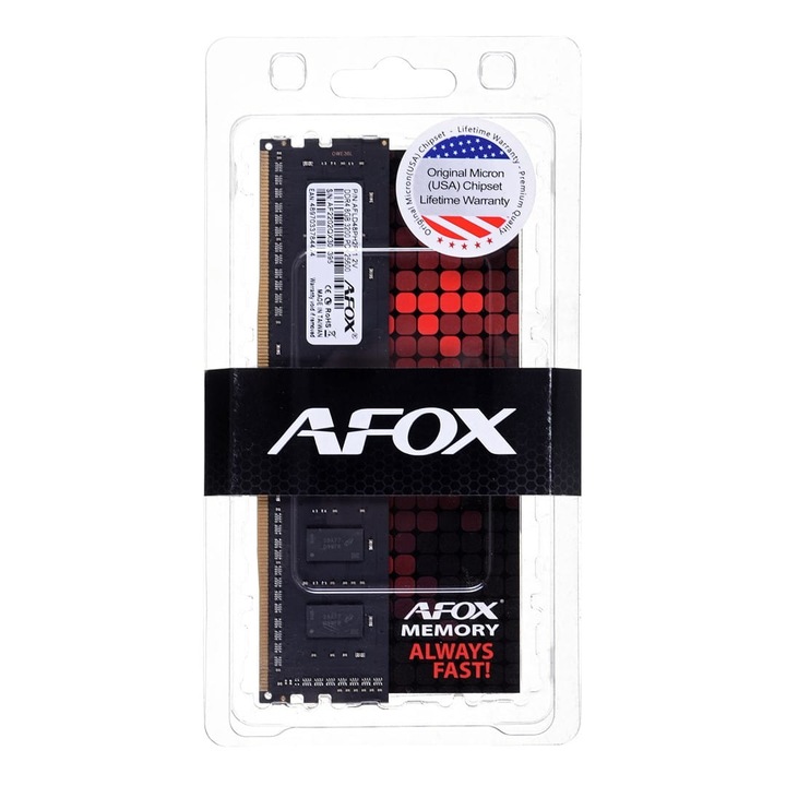 Memorie RAM AFOX 16GB DDR4 2400MHz, neagra, CL17