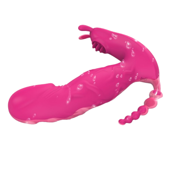 Többfunkciós vibrátor, 9 vibrációs mód, csikló és G-pont stimuláció, vízálló szilikon, 32 mm, rózsaszín rózsa, 13 cm