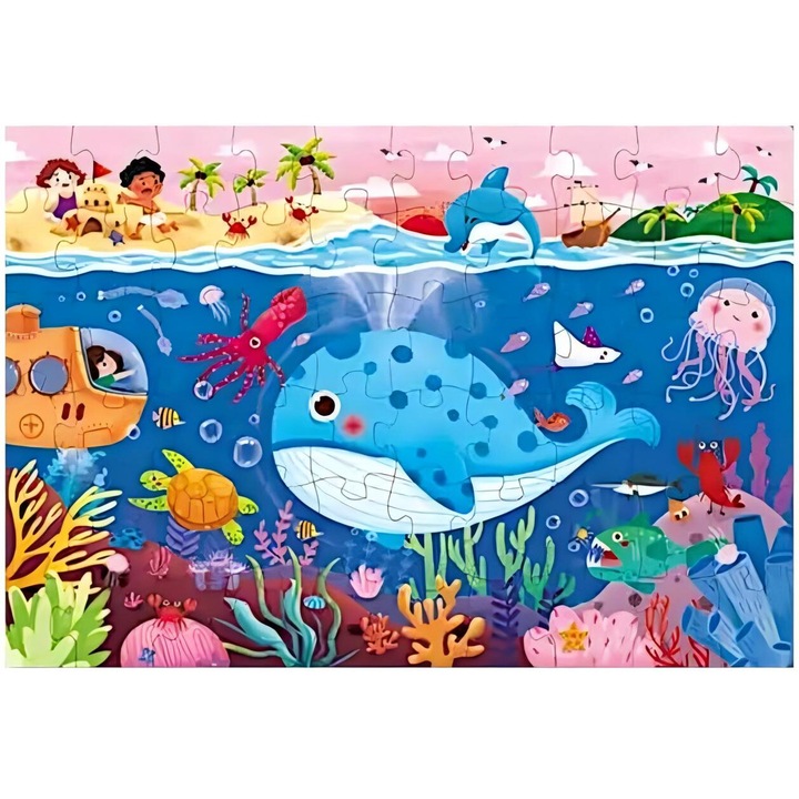 Пъзел 60 части, подводно приключение, устойчив картон, 500x340 мм, за деца 3-6 години