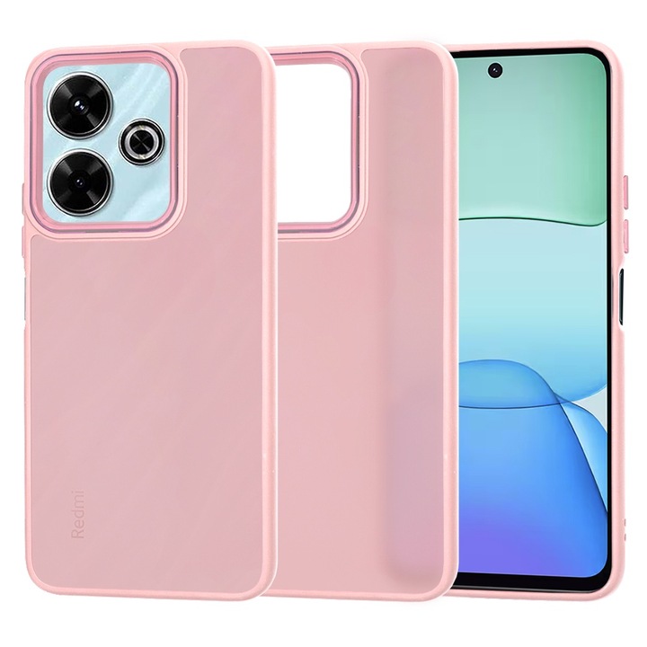 Husa de protectie compatibila cu Xiaomi Redmi 13/Poco M6 4G, HaloFrost, TPU, margini intarite, Roz