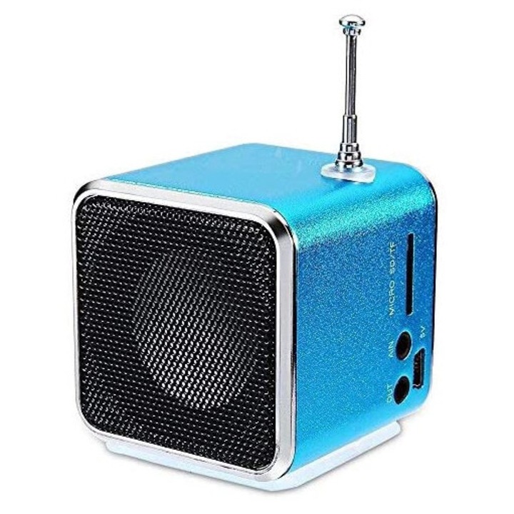 Преносимо радио Cozevdnt, FM приемник, поддръжка за Micro SD и U диск, синьо