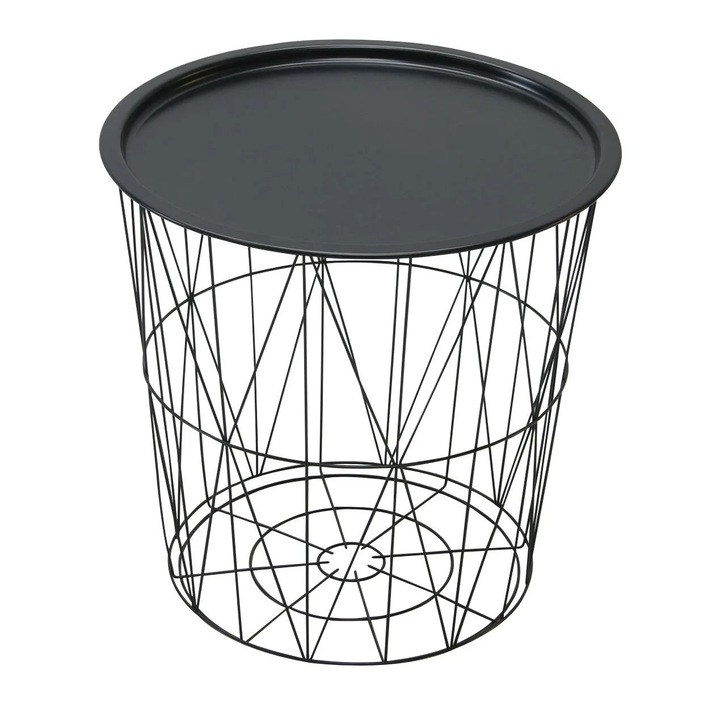 Masuta Cafea Din Metal ST28860FBK Rotunda Neagra D