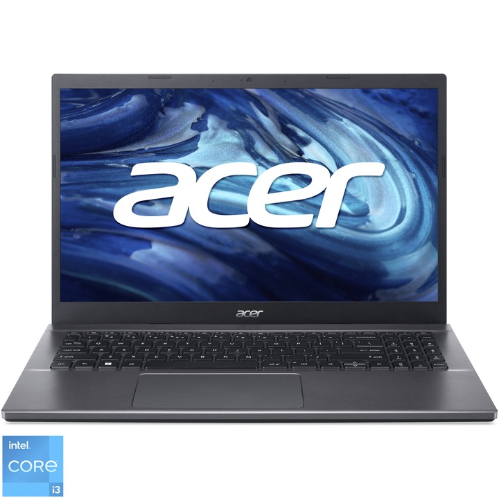 Laptop Acer Extensa 15 EX215-55-3342 cu procesor Intel® Core™ i3-1215U pana la 4.4 GHz, 15.6", Full HD, 8GB DDR4, 256GB SSD, Intel® UHD Graphics, No OS, Steel Gray