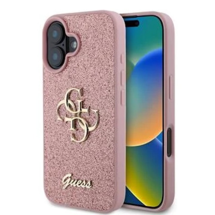 Husa pentru iPhone 16 - Guess Glitter Fixed Big 4G - Pink