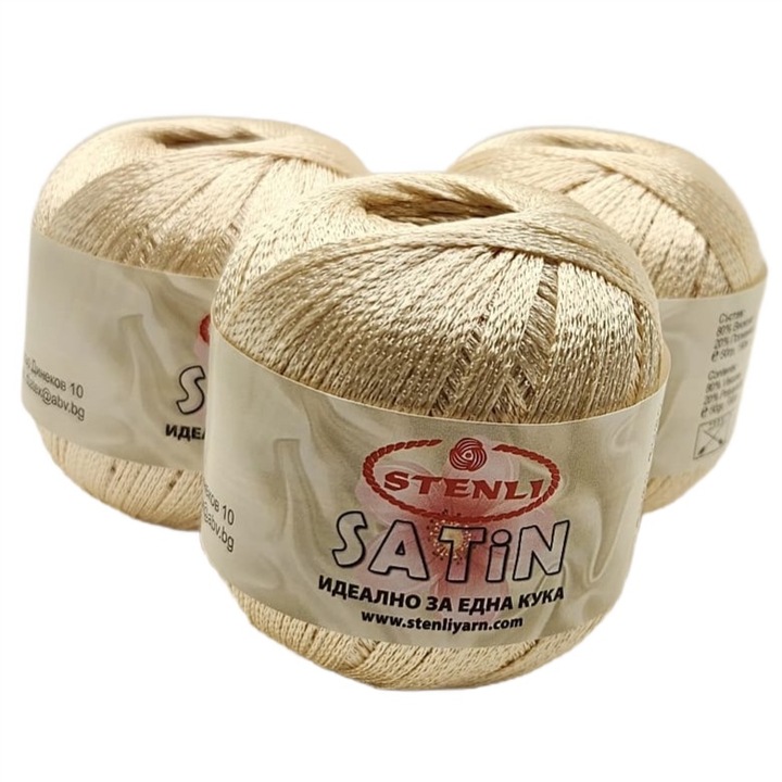 Set 3 buc fir textil Stenli Satin crem - cod 637, 50g/160m