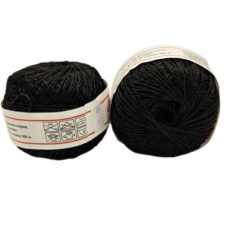 Set 2 buc fir textil Stenli Paris 21 negru simplu, 100gr/300m bobina