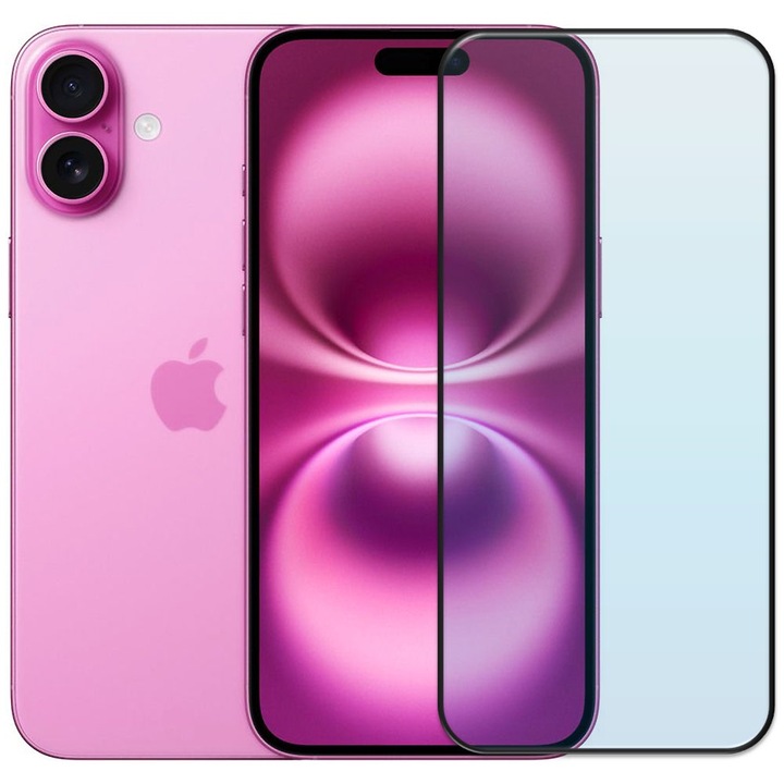 Folie din sticla securizata pentru Apple iPhone 16 Plus, HAMSTERBOX Glass Shield, Protectie completa ecran, Full face, Aplicare rapida, Case Friendly, Transparenta