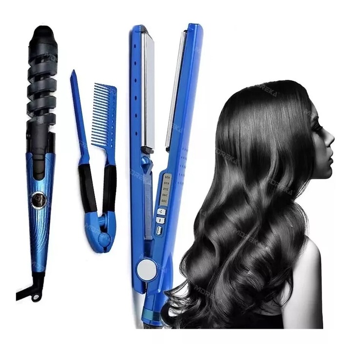 Set placi de indreptat si ondulat parul, 450°F, 30cm, tehnologie ionica, design ultra-subtire