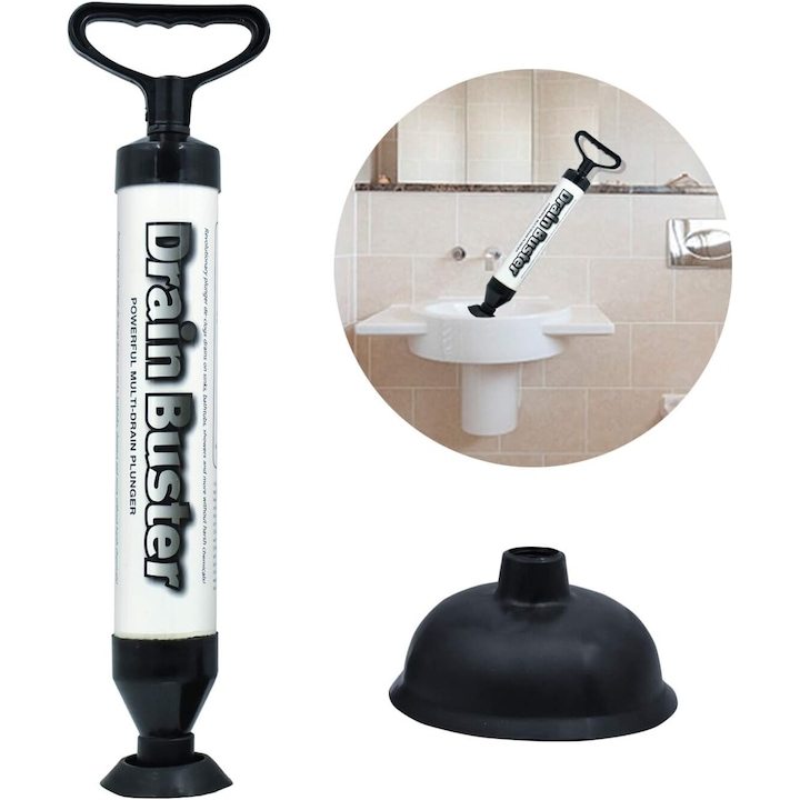 Dredger putere pentru toaleta, Enforose, set complet cu 2 ventuze, 15x6.5cm, ABS