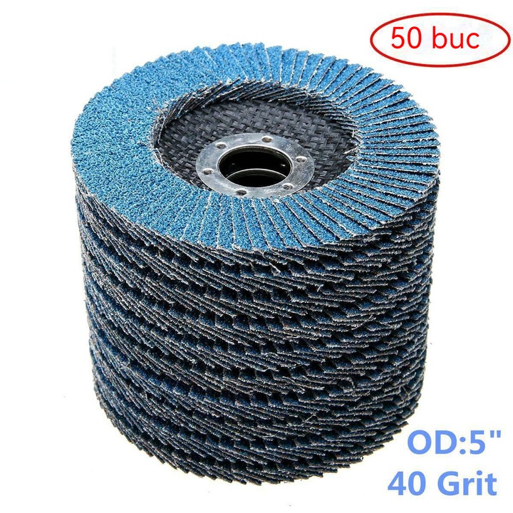 Set 50 discuri de slefuire Zirconia 125mm, 40 Grit, pentru polizare si finisare