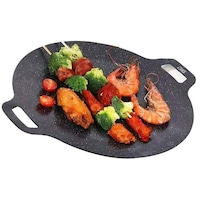 Plita Japoneza Rotunda SIKS Cu Manere, Placa Grill, Antiaderenta, Pluristratificata, Diametrul 36 cm, Negru