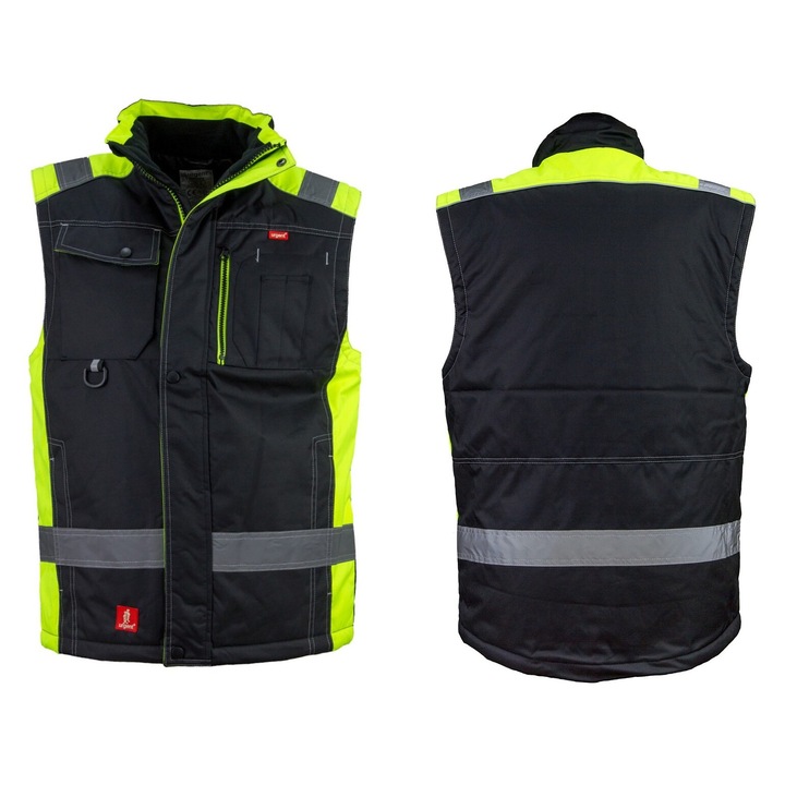 Vesta de lucru, Urgent, Model Premium, Poliester, Universal, Unisex, Negru Verde, M