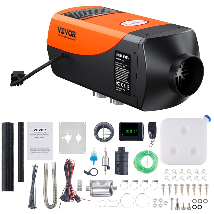 Incalzitor de aer diesel 2KW, 12V, control LCD, pentru masina, RV, interior, capacitate rezervor 10L