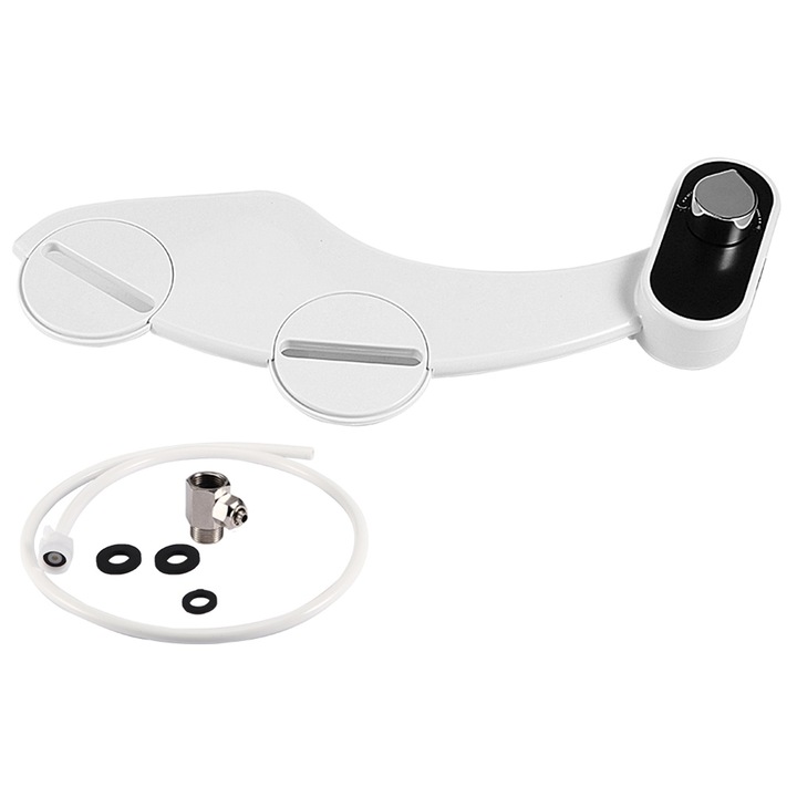 Vas de toaleta, bidet cu duza dubla, ABS, adaptor din alama, 410mm, set complet