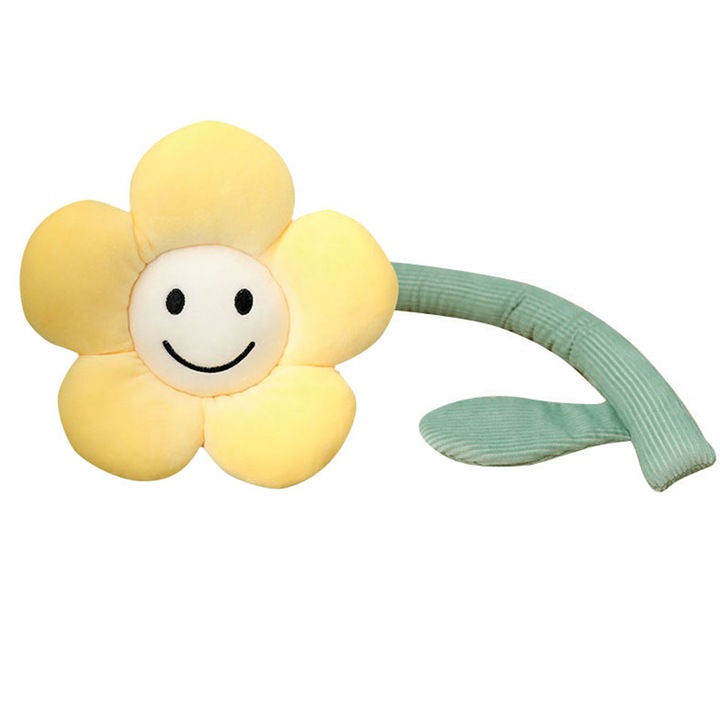 Suport perdea din plus, design cartoon floare soarelui, lungime 95cm, pentru camera copii, set decorativ