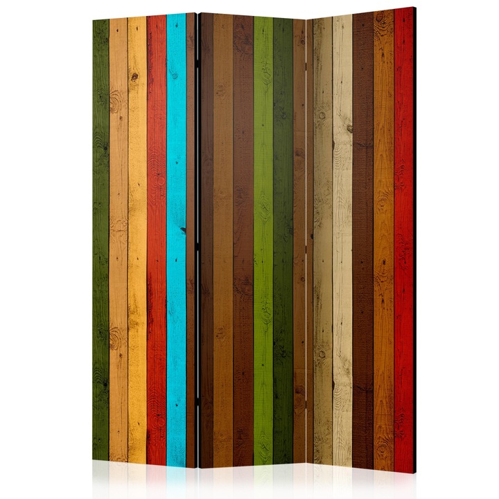 Paravan cu o fata imprimata Artgeist - Wooden rainbow - 135 x 172 cm