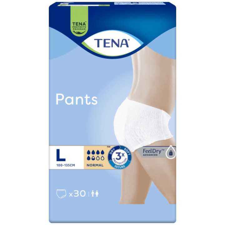 Гащи за възрастни при инконтиненция Tena Pants Normal, Unisex, L, 30 броя