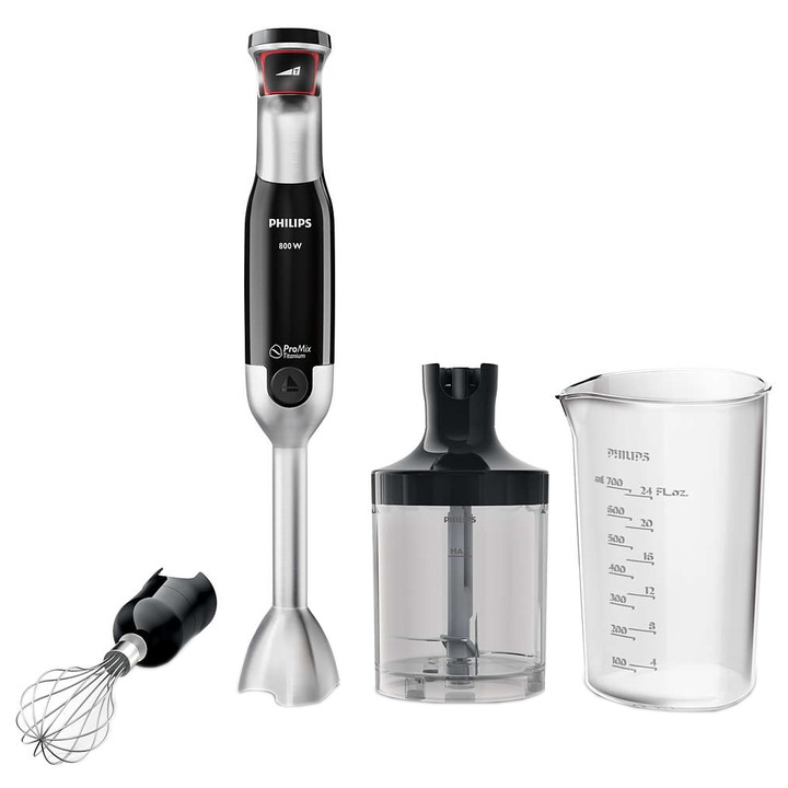 Mixer vertical Philips Avance Collection ProMix HR1672/90, 800 W, Speed Touch + Functie Turbo, Bol 0.7 l, Tocator XL 1 l, Negru