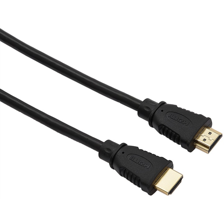 Cablu A+ HDMI, CV-HDMI2, tata-tata, 4K, Ethernet, aurit, 2 m, negru