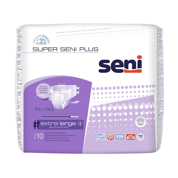 Дишащи пелени за възрастни Seni Super Plus, ХL, 10 броя