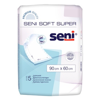 Aleze / Protectii pentru pat Seni Soft Super, 60 x 90 cm, 5 buc Aleze / Protectii pentru pat Seni Soft Super, 60 x 90 cm, 5 buc