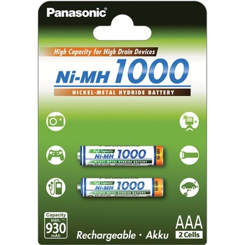 Acumulatori Panasonic AAA, 1000mAh, 2 bucati Acumulatori Panasonic AAA, 1000mAh, 2 bucati