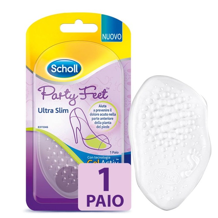 Scholl Gel Activ Party Feet Ultra Slim Branturi metatarsiene pentru calcai 1 pereche