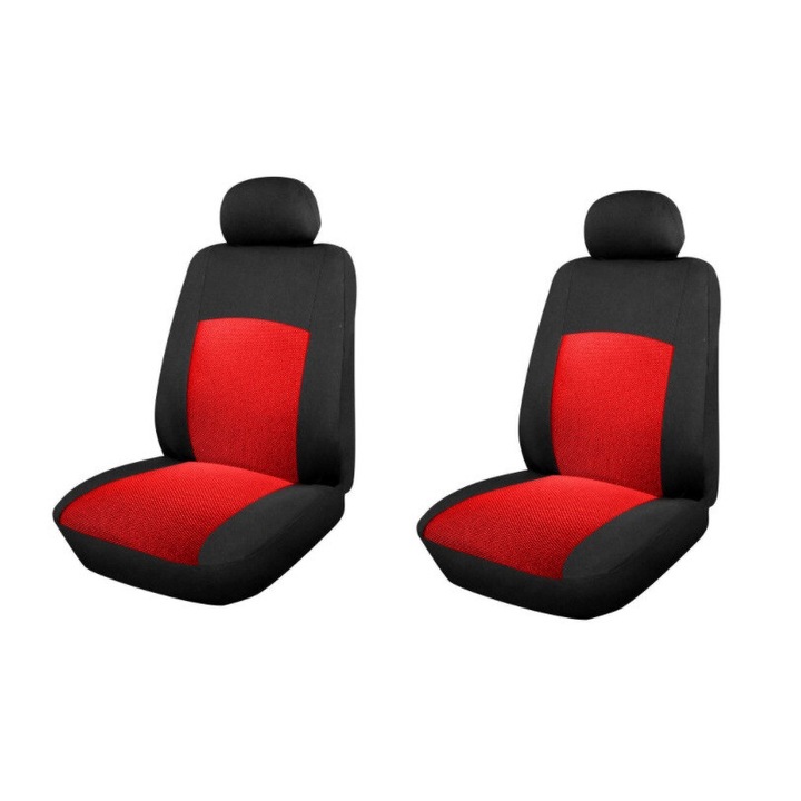 Autós üléshuzat szett, univerzális, első 2 ülés, Fekete pirossal, jacquard