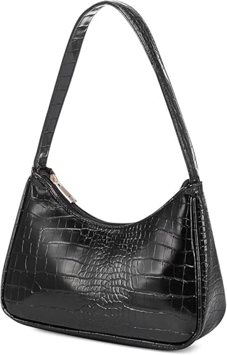 Geanta de umar, crocodil, negru, 24x17.5x6.5cm, piele ecologica